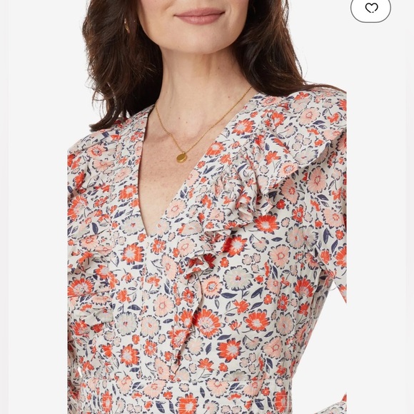 Vineyard Vines Ivy League Ruffle Dress 6 Floral Silk Cotton - Picture 3 of 14